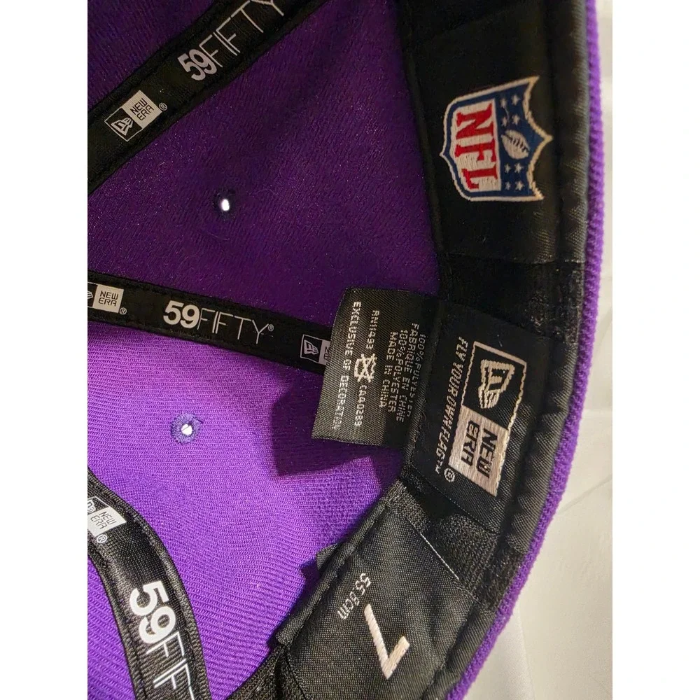 New Era 59FIFTY Minnesota Vikings Fitted Hat Size 7 Purple Yellow‎ NFL Cap